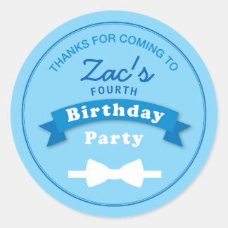 Redonda Fiesta de cumpleaños Bow Tie Gracias Pegatina