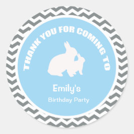 Redonda fiesta de cumpleaños de Bunny gracias pegatina azu