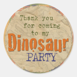 Redonda Fiesta de dinosaurios Pegatina - Gracias por venir