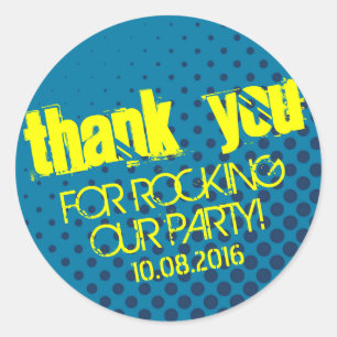 Redonda Fiesta de semitono Guay Pegatina de rock amarillo 