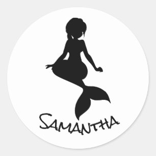 Redonda Fiesta de Sirena Pegatina redondo negro clásico