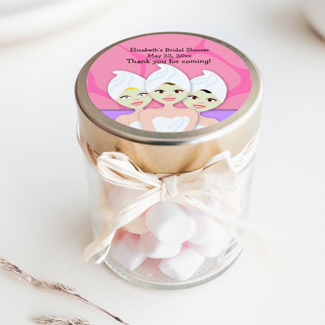 Redonda Fiesta Ducha nupcial / Pegatina de la Favor del Cu (Spa Party Custom Favor Stickers)