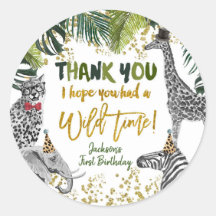 Fiesta Safari Animal Gracias Pegatina