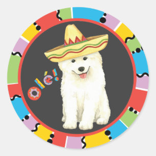 Redonda Fiesta Samoyed Classic Round Pegatina