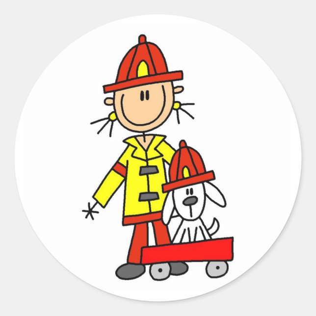 Redonda Figura de palo Bombero con Pegatina de dalmación (Anverso)