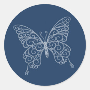 Redonda Filigree Butterfly Pegatina