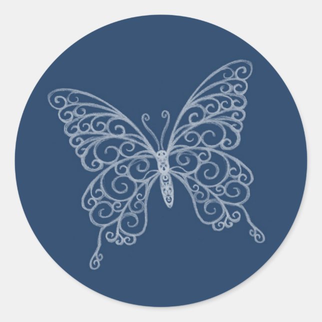 Redonda Filigree Butterfly Pegatina (Anverso)