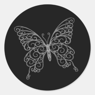 Redonda Filigree Butterfly Pegatina