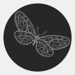 Redonda Filigree Butterfly Pegatina