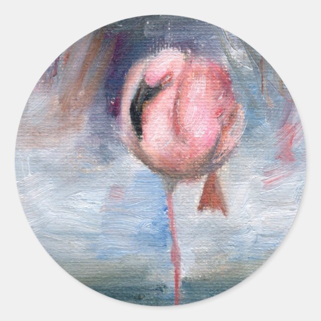 Redonda Flamingo ACEO Pegatina (Anverso)