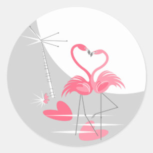 Redonda Flamingo Amor gran pegatina Moon