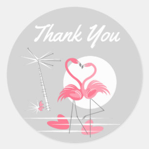 Redonda Flamingo Love pegatina Gracias por todo