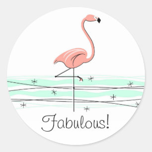 Redonda ¡Flamingo Ocean Fabulous! pegatina