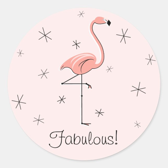 Redonda Flamingo Rosa Fabuloso! pegatina (Anverso)