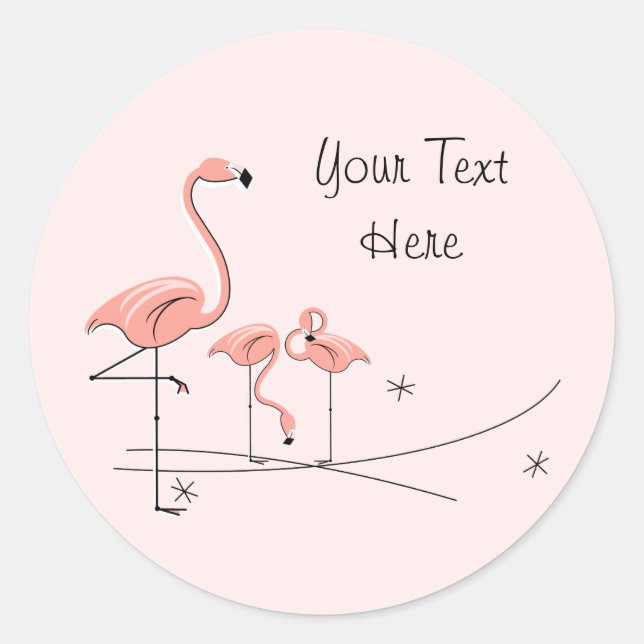 Redonda Flamingo Trío rosa 4 pegatina de texto (Anverso)