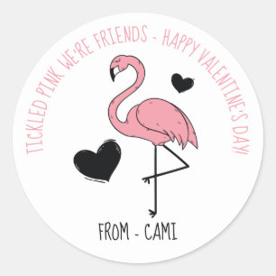 Redonda Flamingo Valentine Pegatina