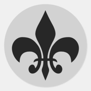 Redonda Fleur de lis Gray Round Pegatina