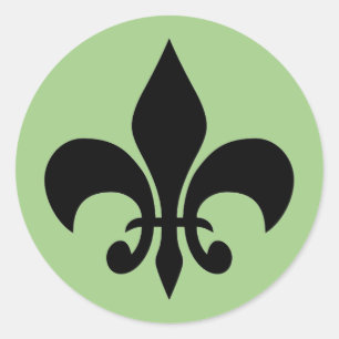 Redonda Fleur de lis Green Round Pegatina