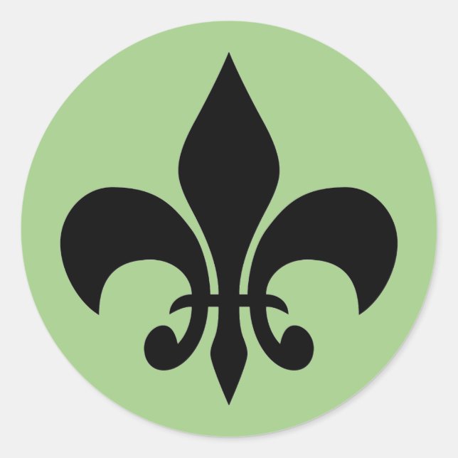 Redonda Fleur de lis Green Round Pegatina (Anverso)