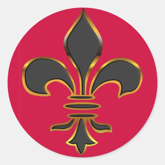 Redonda Fleur-de-lis Pegatina (Anverso)