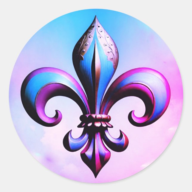 Redonda Fleur de lis Pegatina (Anverso)