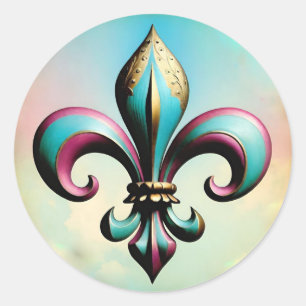 Redonda Fleur de lis Pegatina