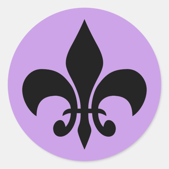 Redonda Fleur de lis Violet Round Pegatina (Anverso)