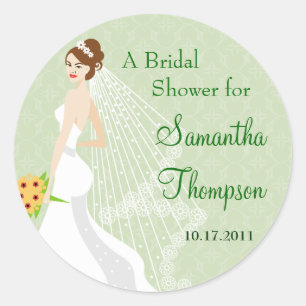 Redonda Flirty Jade Bridal Shower Pegatina
