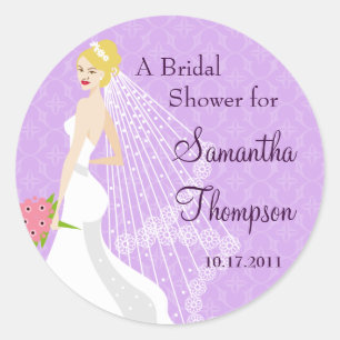 Redonda Flirty Lilac Bridal Shower Pegatina
