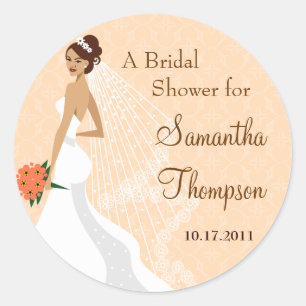 Redonda Flirty Peach Bridal Shower Pegatina