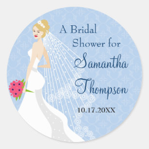 Redonda Flirty Sapphire 2 Bridal Shower Pegatina