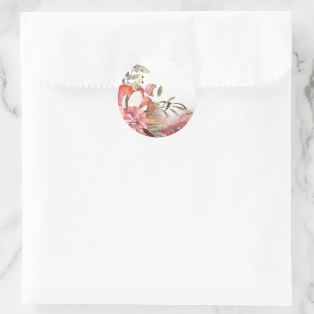 Redonda Flor rosa en acuarela Pegatina cuadrado (Bolso)