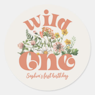 Redonda Flor silvestre acuarela Gracias Pegatina