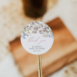 Redonda Flor silvestre Baby Shower Ronda Pegatina Floral R