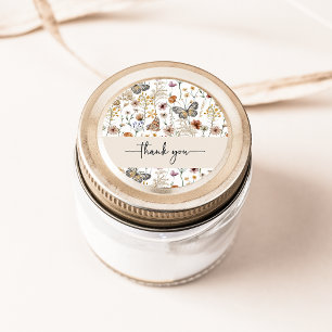 Redonda Flor silvestre Gracias Pegatina