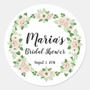 Redonda Floral Bridal Shower Gracias Pegatina