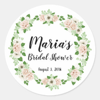 Redonda Floral Bridal Shower Gracias Pegatina