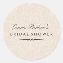 Floral Lace | Cream Bridal Shower Pegatina
