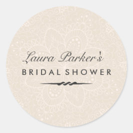 Redonda Floral Lace | Cream Bridal Shower Pegatina