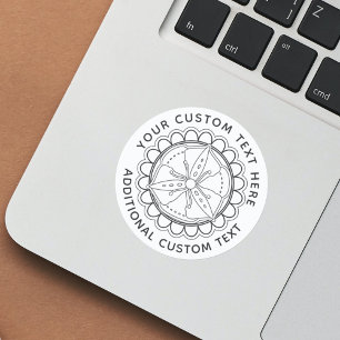 Redonda Floral Mandala Personalizado Pegatina de texto