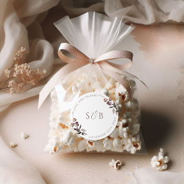 Redonda Floral púrpura gracias Pegatina de la boda