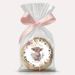 Redonda Floral Santa Vaca Primer Pegatina del Favor del Cu