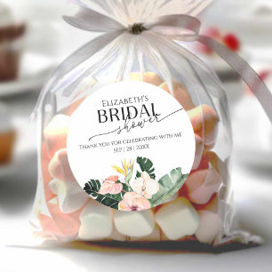 Redonda Floral Tropical Bridal Shower gracias Pegatina