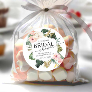 Redonda Floral Tropical Bridal Shower gracias Pegatina