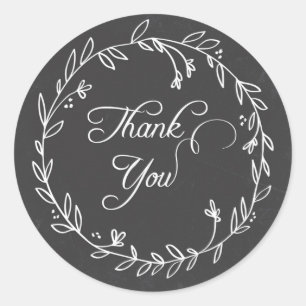 Redonda Floral Wreath Chalkboard Gracias Pegatina