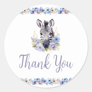 Redonda Floral Zebra Gracias Pegatina