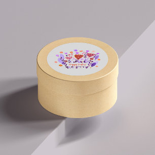 Redonda Flores de doodle retro lindo Pegatina de Pascua