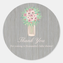 Flores Rústicas En Un Pegatina De Baby Shower De M