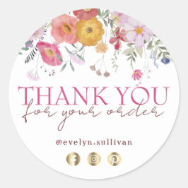 Redonda Flores silvestres frescas gracias pegatina