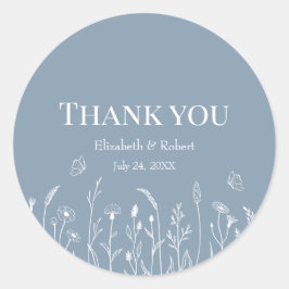 Redonda Flores silvestres y mariposas gracias Pegatina